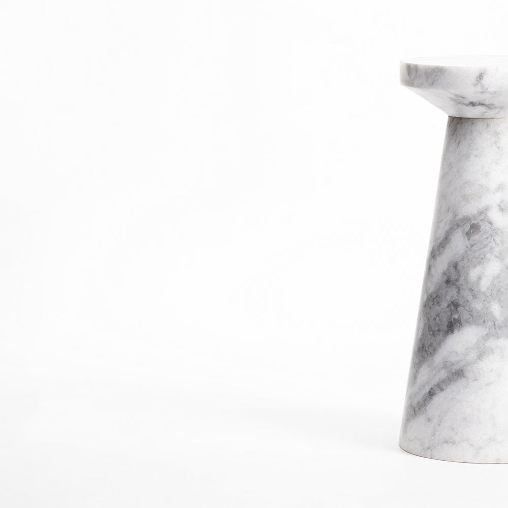 Snoh Circular White Marble Accent Table