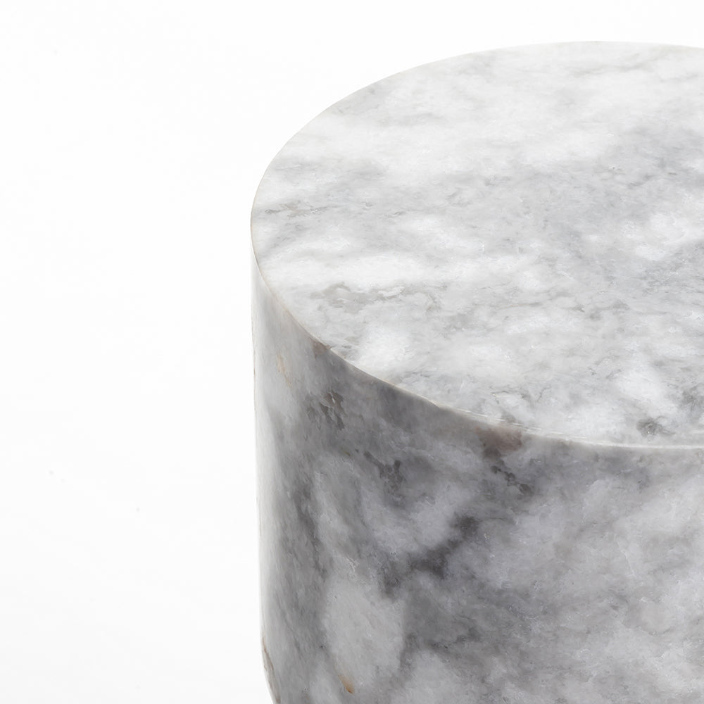 Kaash Circular Accent Table - White &amp; Grey Marble