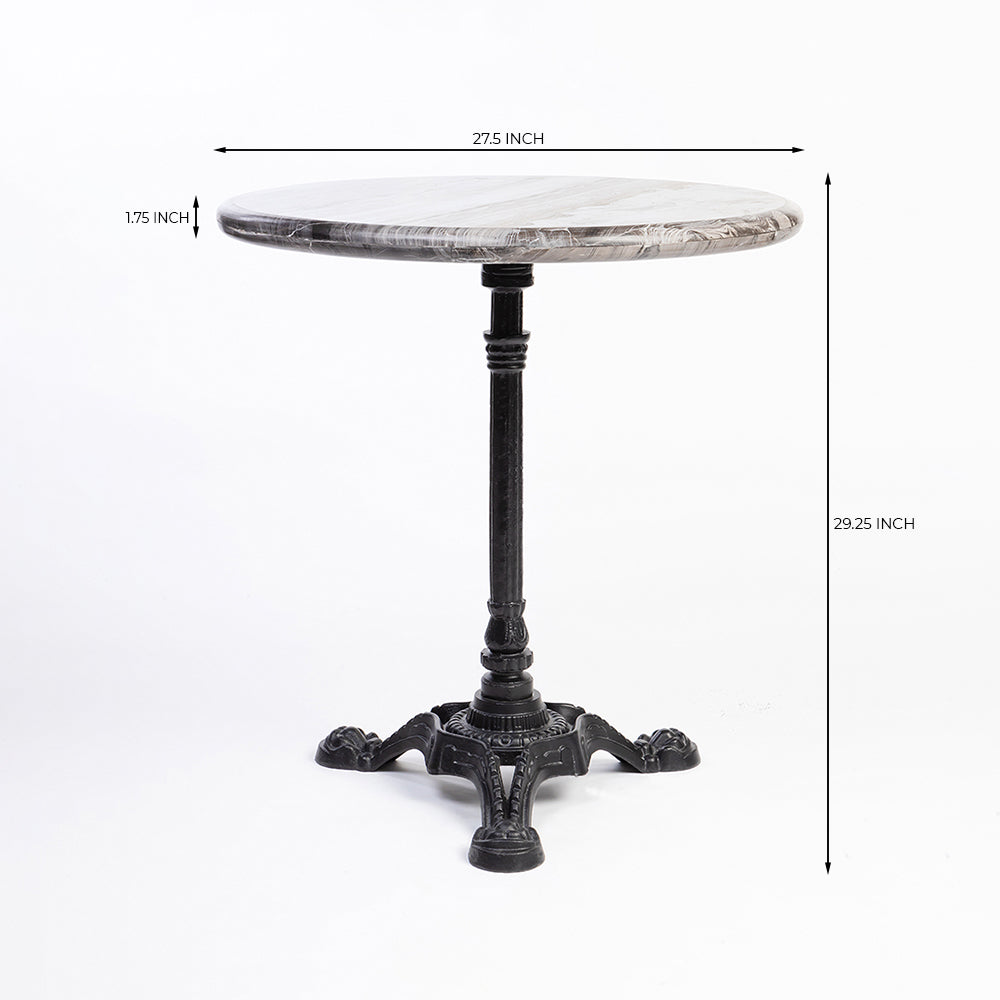 Maro Circular Sawar Marble Café Table with Metal
