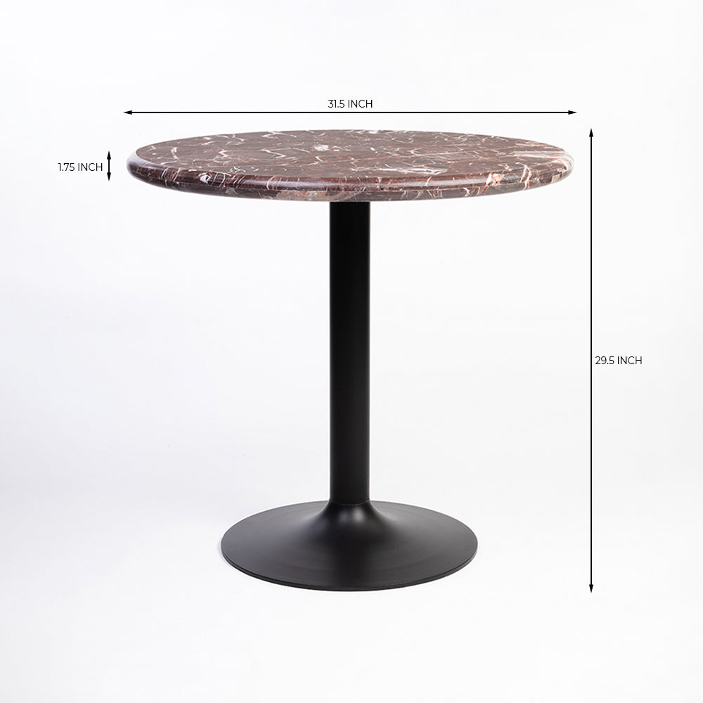 Tyla Oval Red Jasper Marble Café Table with Metal