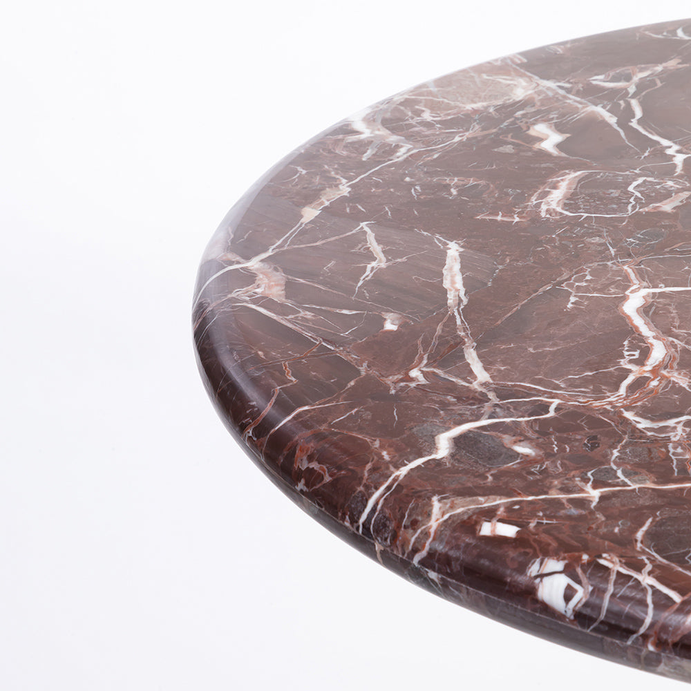 Tyla Oval Red Jasper Marble Café Table with Metal