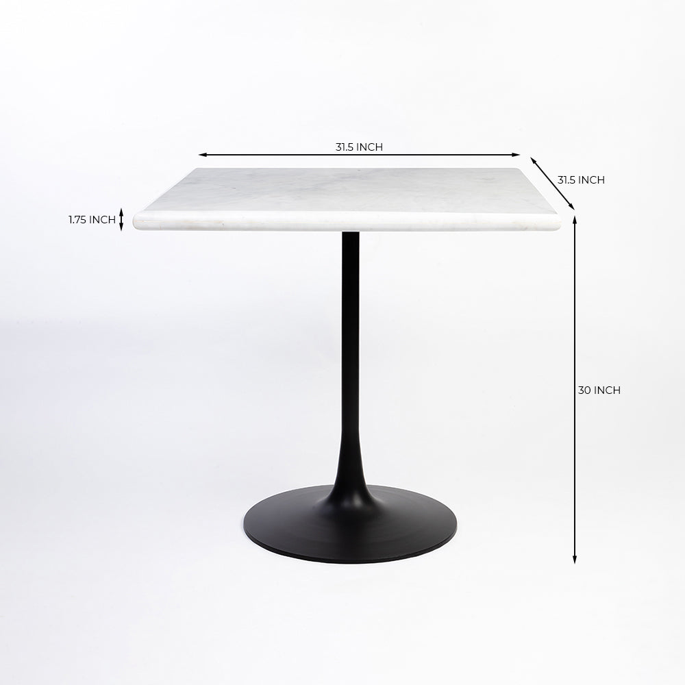 Cleo Rectangular White Baswada Marble Café Table with Metal