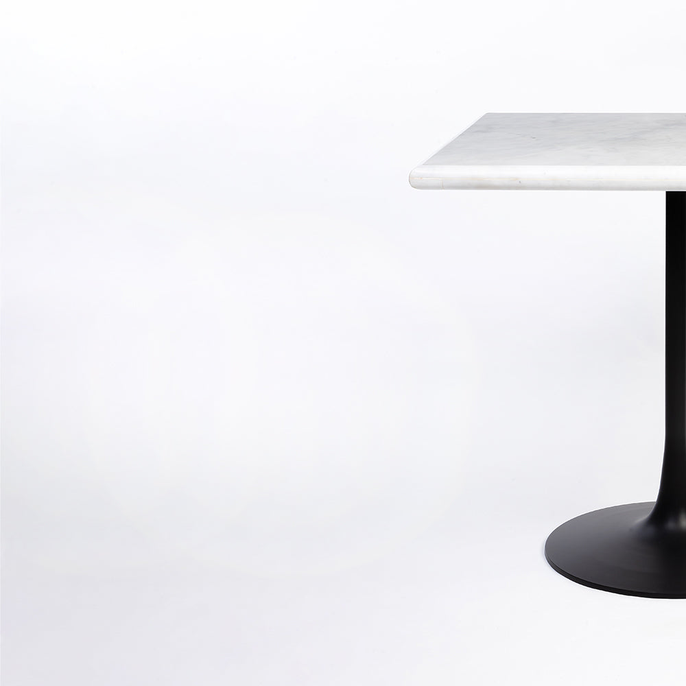 Cleo Rectangular White Baswada Marble Café Table with Metal