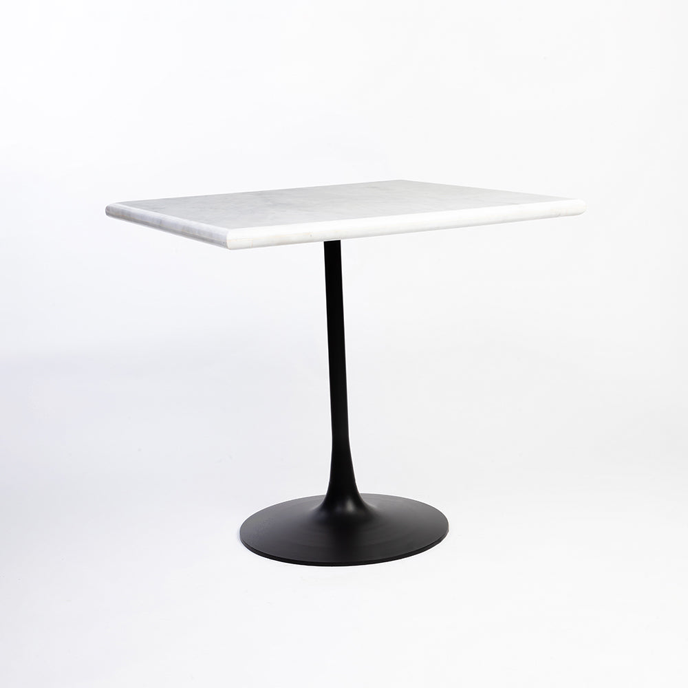 Cleo Rectangular White Baswada Marble Café Table with Metal