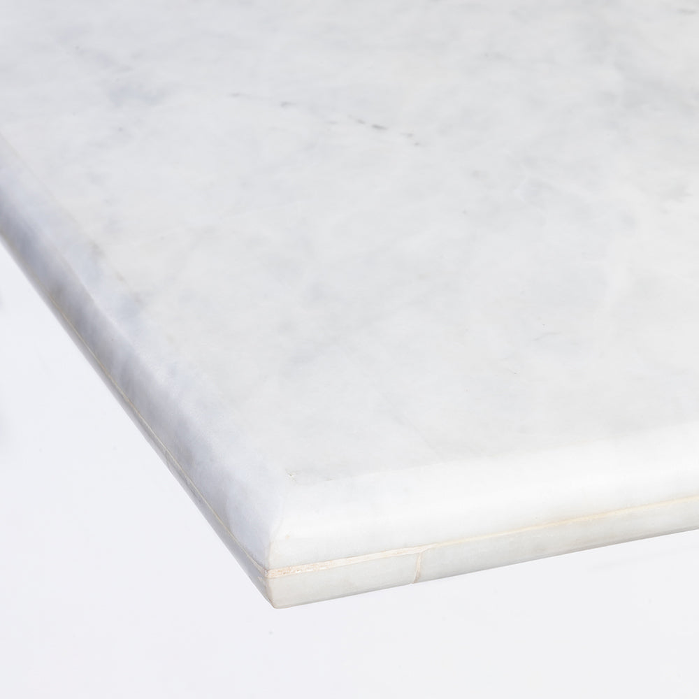 Cleo Rectangular White Baswada Marble Café Table with Metal