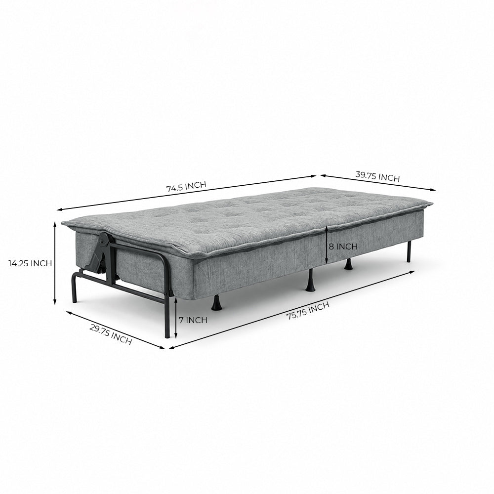 Space-Saving Armless 3 Seater Sofa Cum Bed - Dark grey