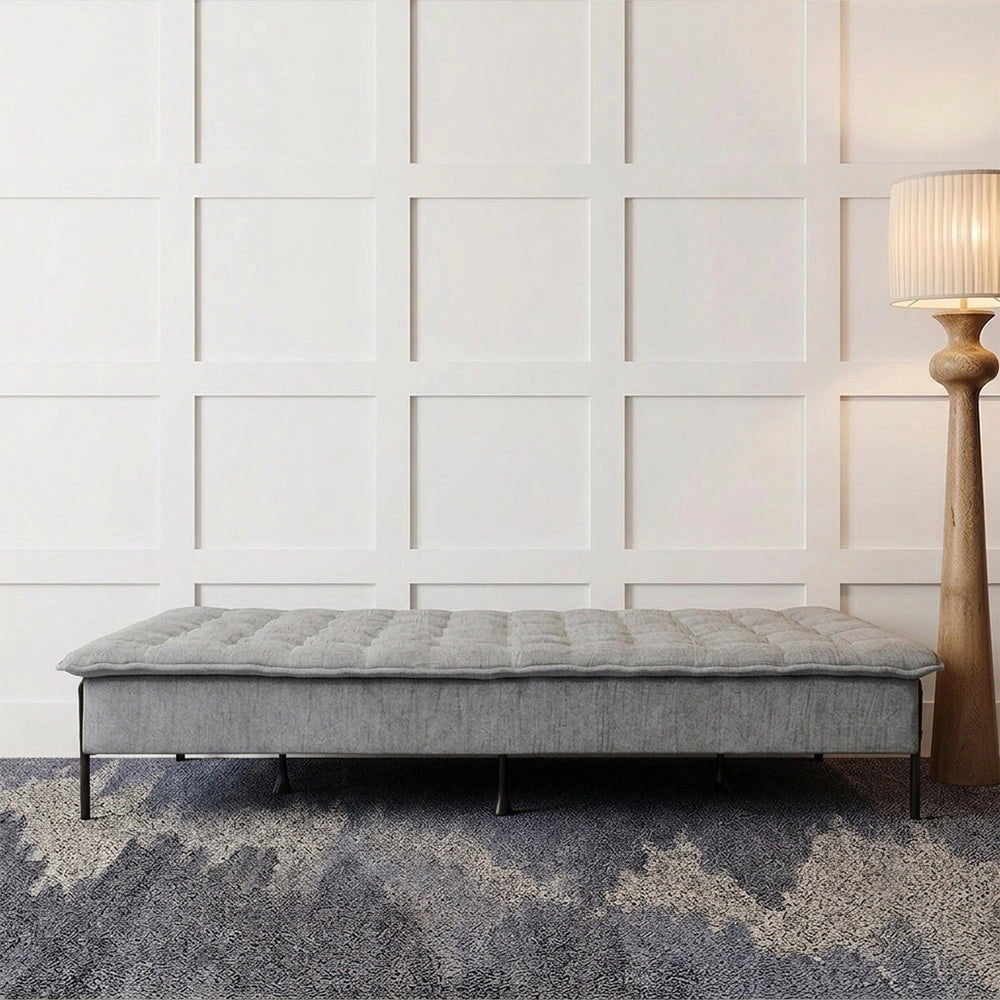 Space-Saving Armless 3 Seater Sofa Cum Bed - Dark grey