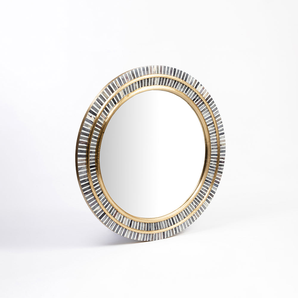 Mahalia Circular Grey Gold Bone Inlay Mirror