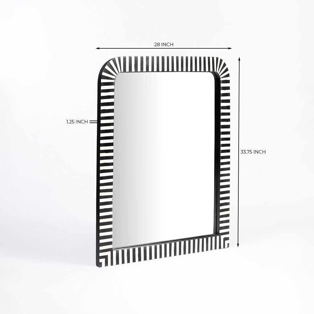 Cosha Rectangular Black White Bone Inlay Mirror