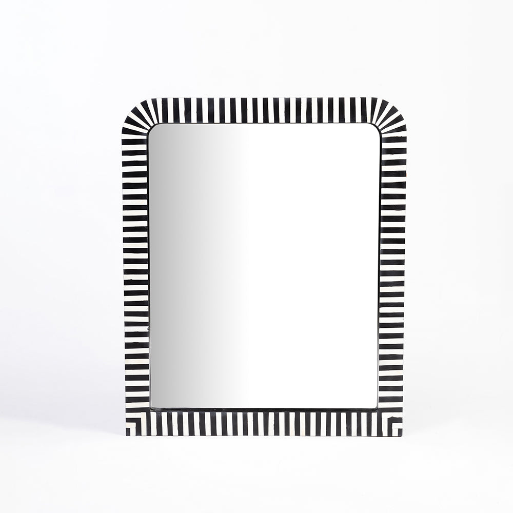 Cosha Rectangular Black White Bone Inlay Mirror