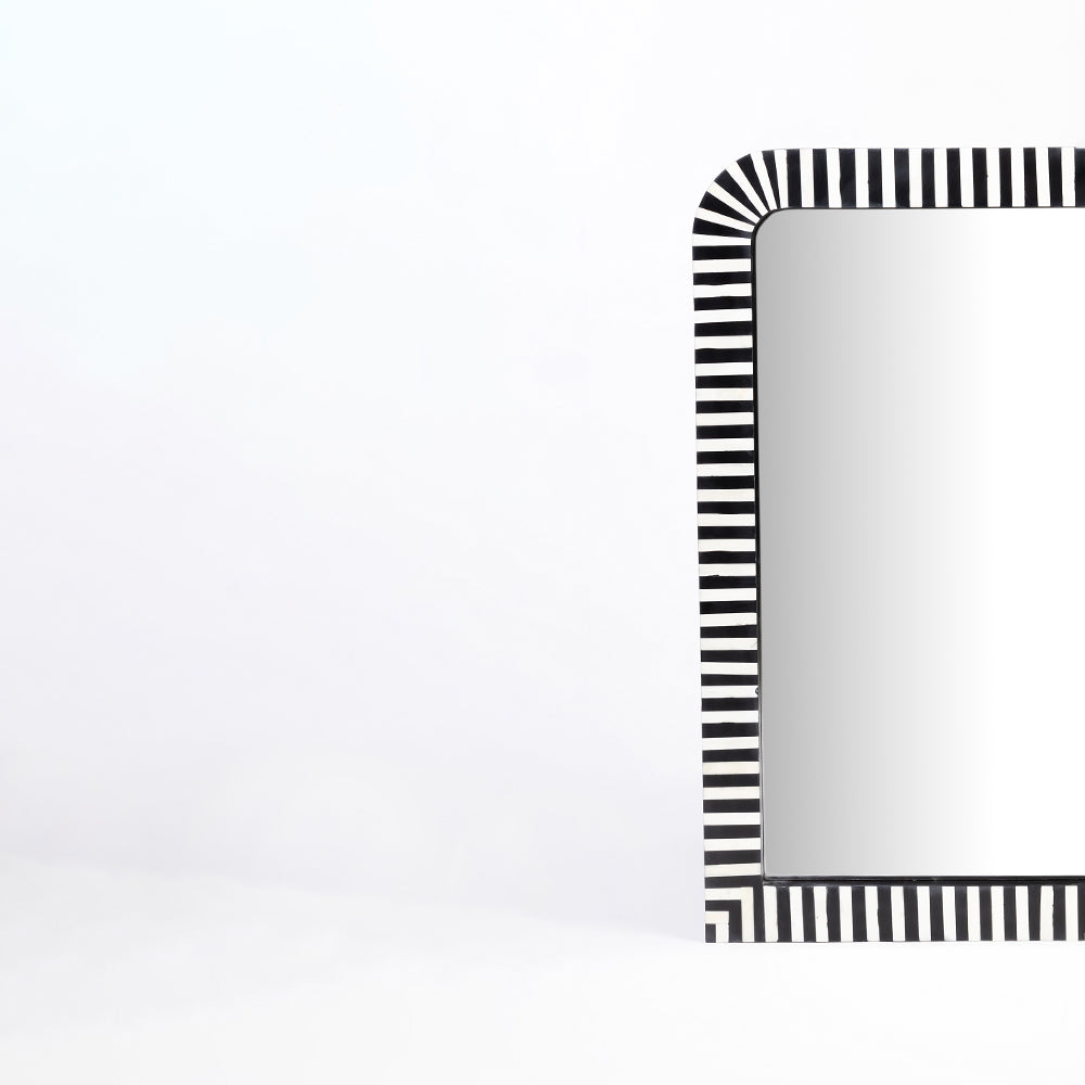 Cosha Rectangular Black White Bone Inlay Mirror