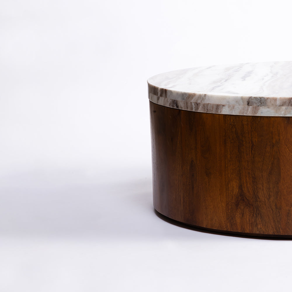 Clairo Mango Wood Coffee Table Set of 2 with Sawar Marble