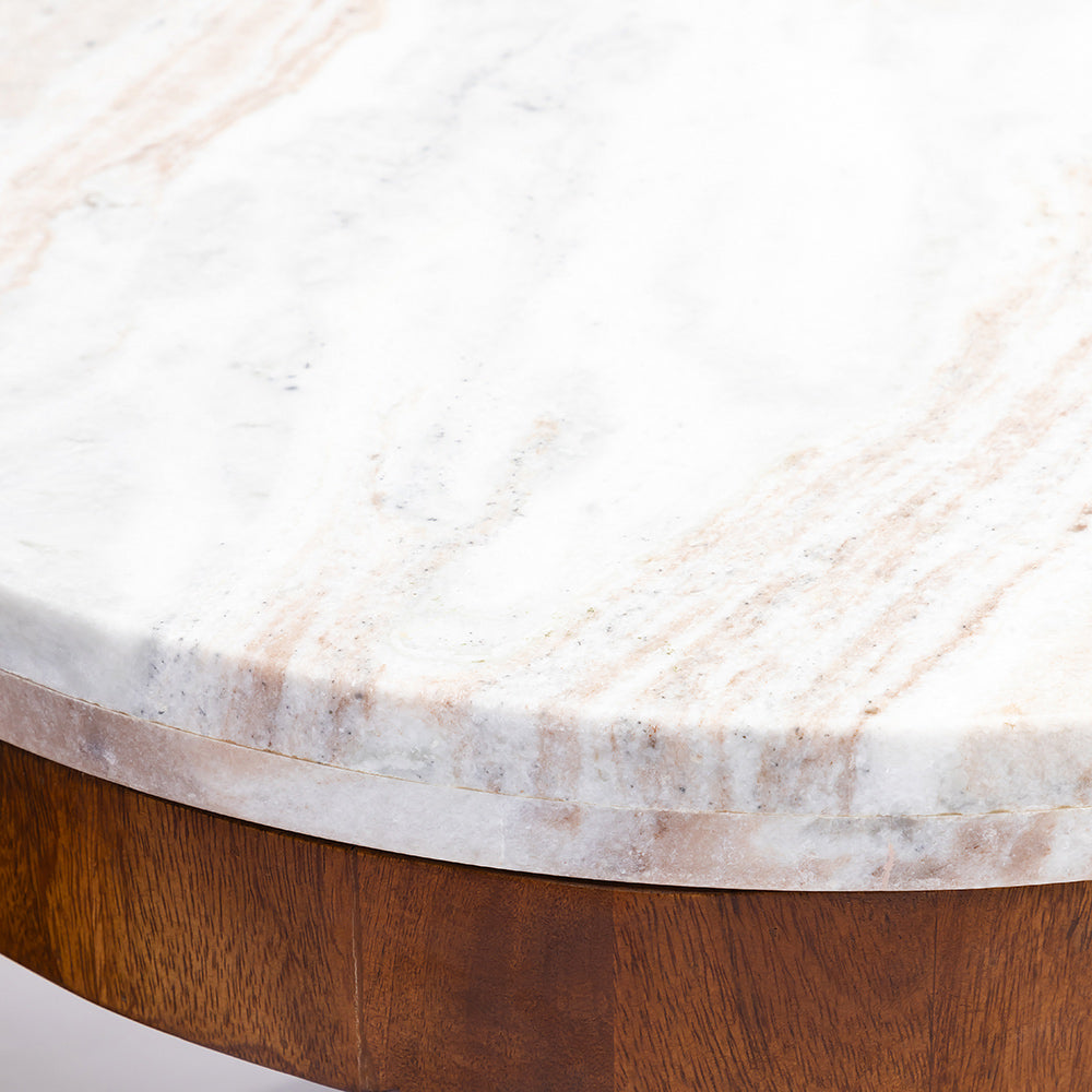 Clairo Mango Wood Coffee Table Set of 2 with Sawar Marble