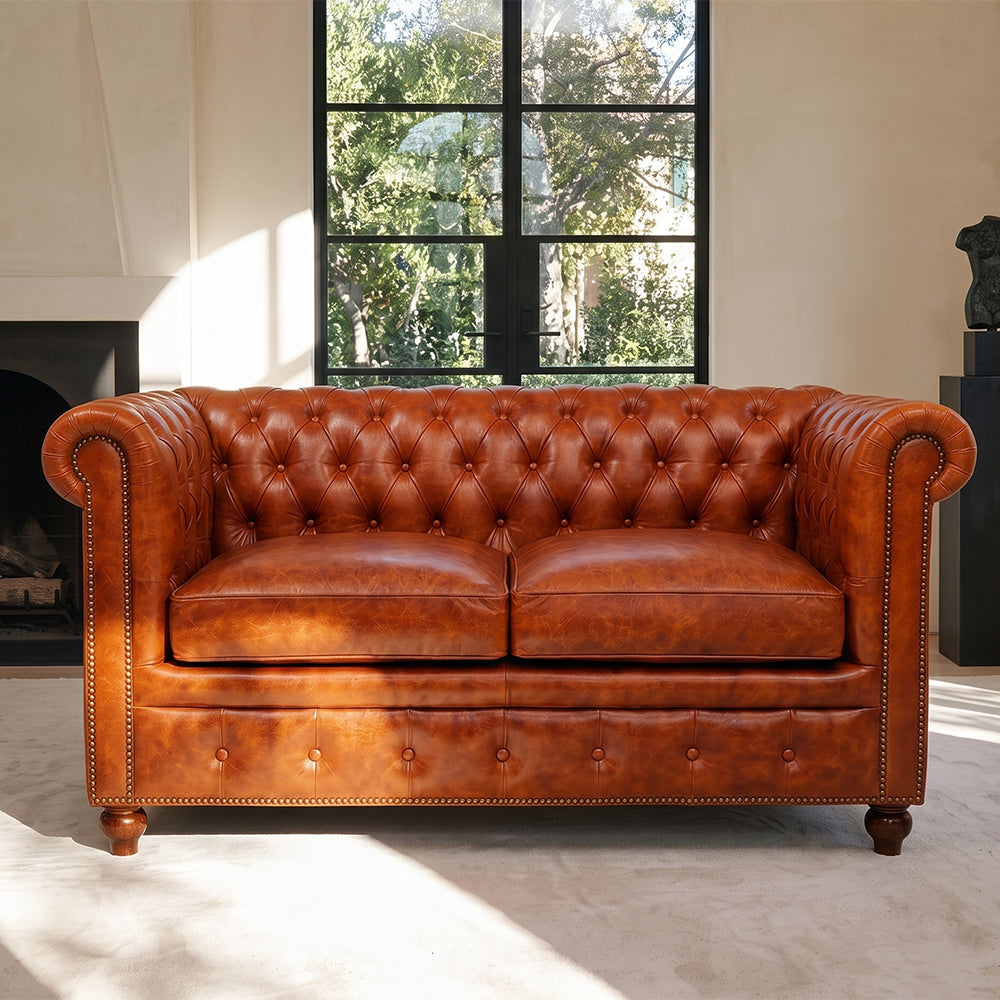 Haim Full Leather 2 Seater Sofa