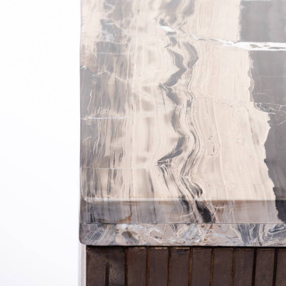 Knox Mango Wood Coffee Table Set of 2 with Cappuccino Marble - All Large Small