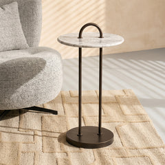 Caro Metal Side Table with Marble