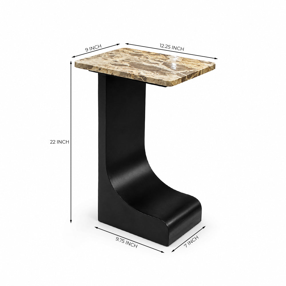 Kelo Iron Side Table with Marble