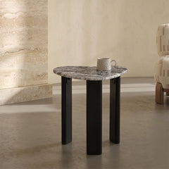 Vael Wood Side Table with Marble