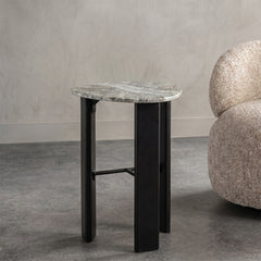 Wren Wood Drink Table with Marble