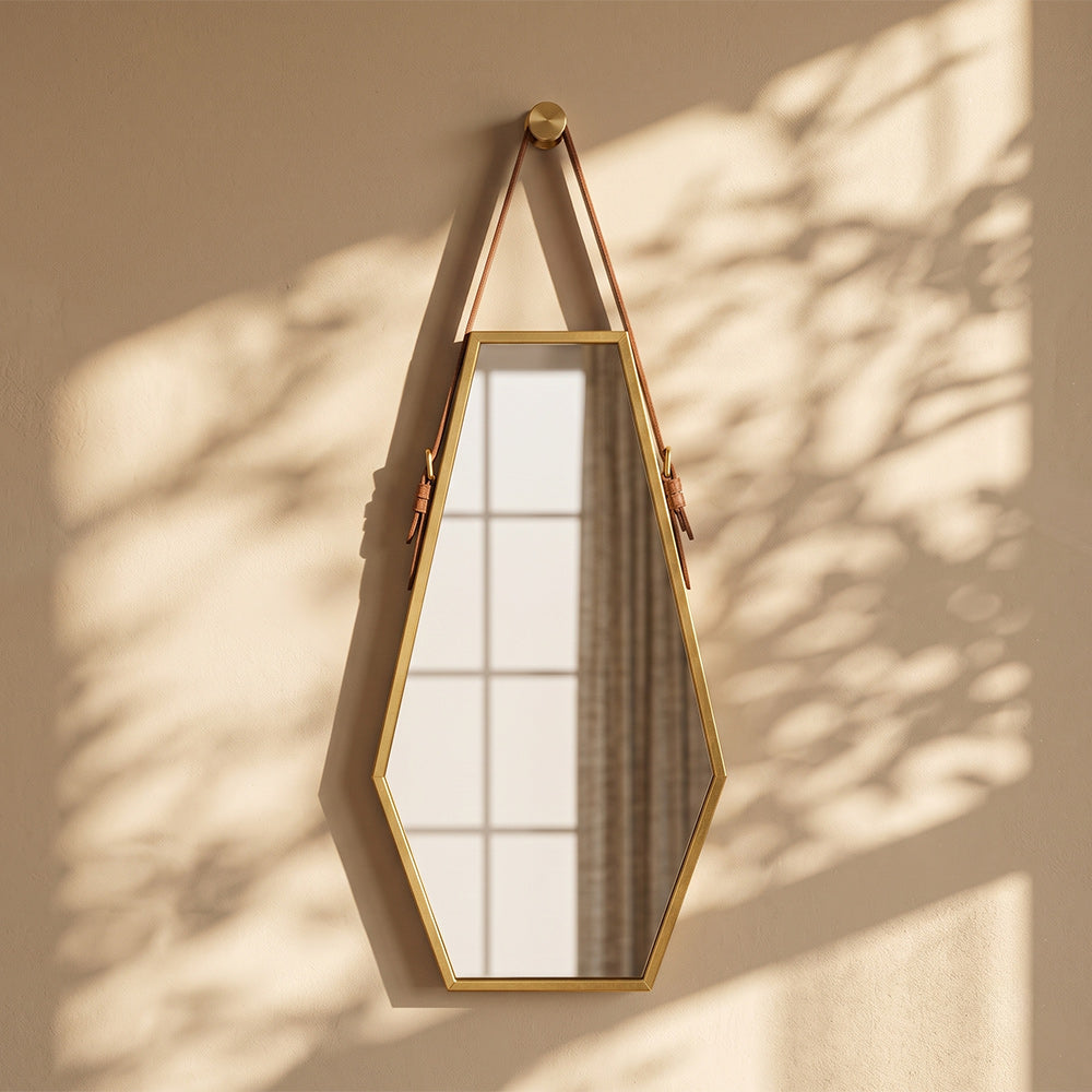 Maren Stainless Steel Wall Mirror with Leather Strap