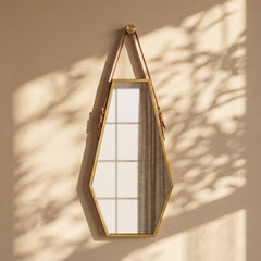 Maren Stainless Steel Wall Mirror with Leather Strap
