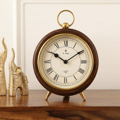 Fable Wood Table Clock with Aluminium, Glass