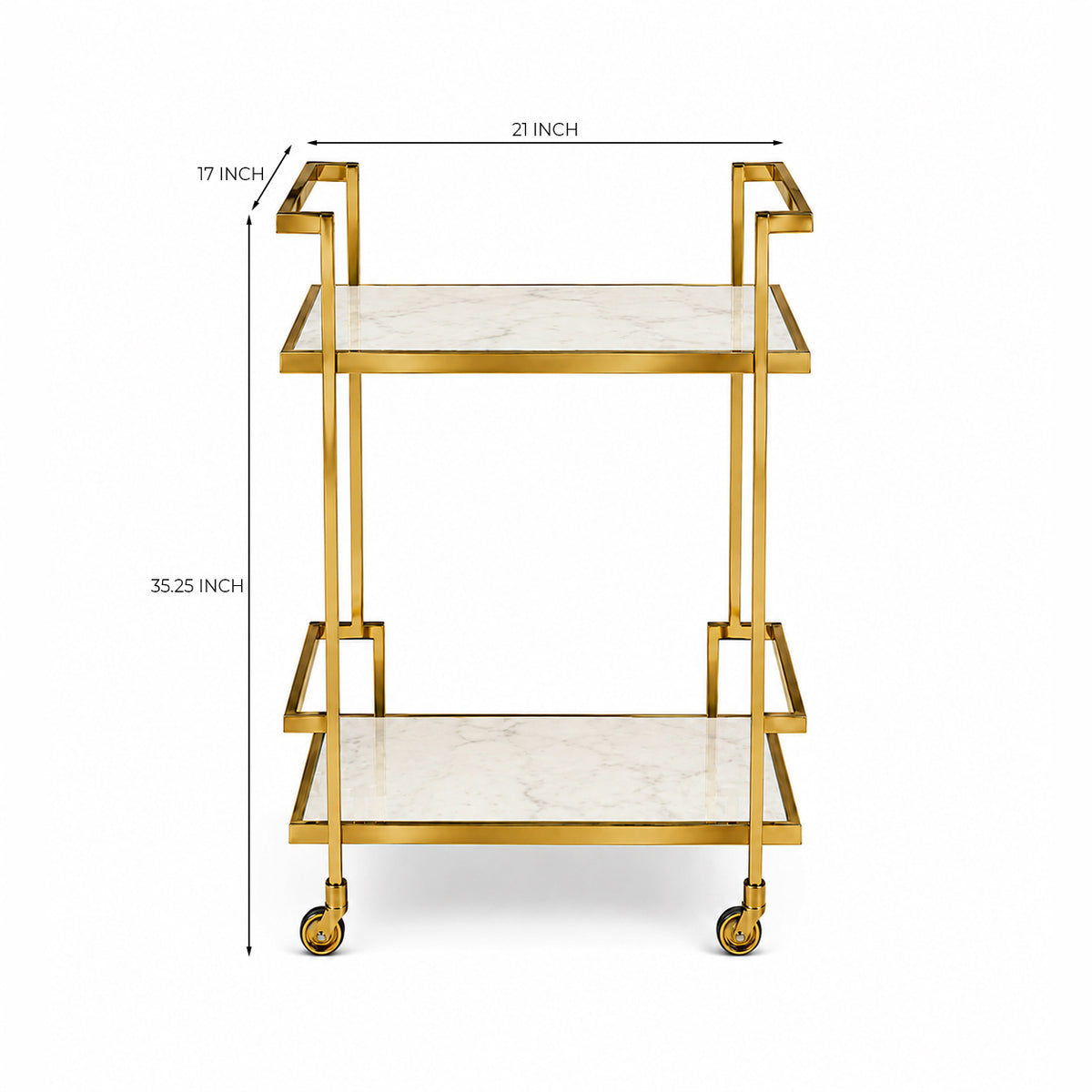 Callum Stainless Steel Aluminium Trolley - White Marble