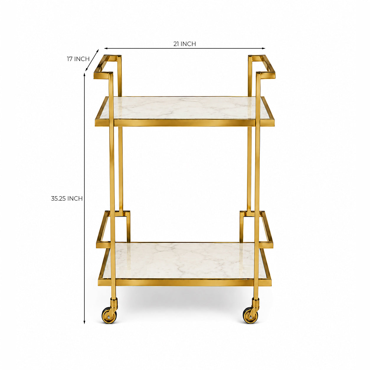 Callum Stainless Steel Aluminium Trolley - White Marble