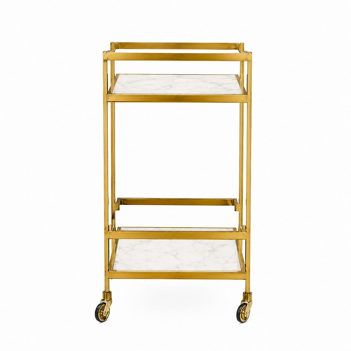Callum Stainless Steel Aluminium Trolley - White Marble