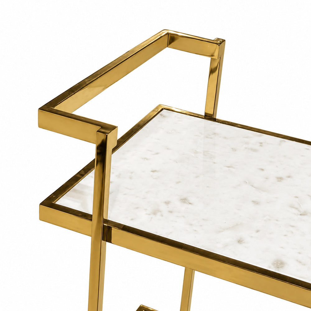 Callum Stainless Steel Aluminium Trolley - White Marble