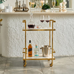 Callum Stainless Steel Aluminium Trolley - White Marble