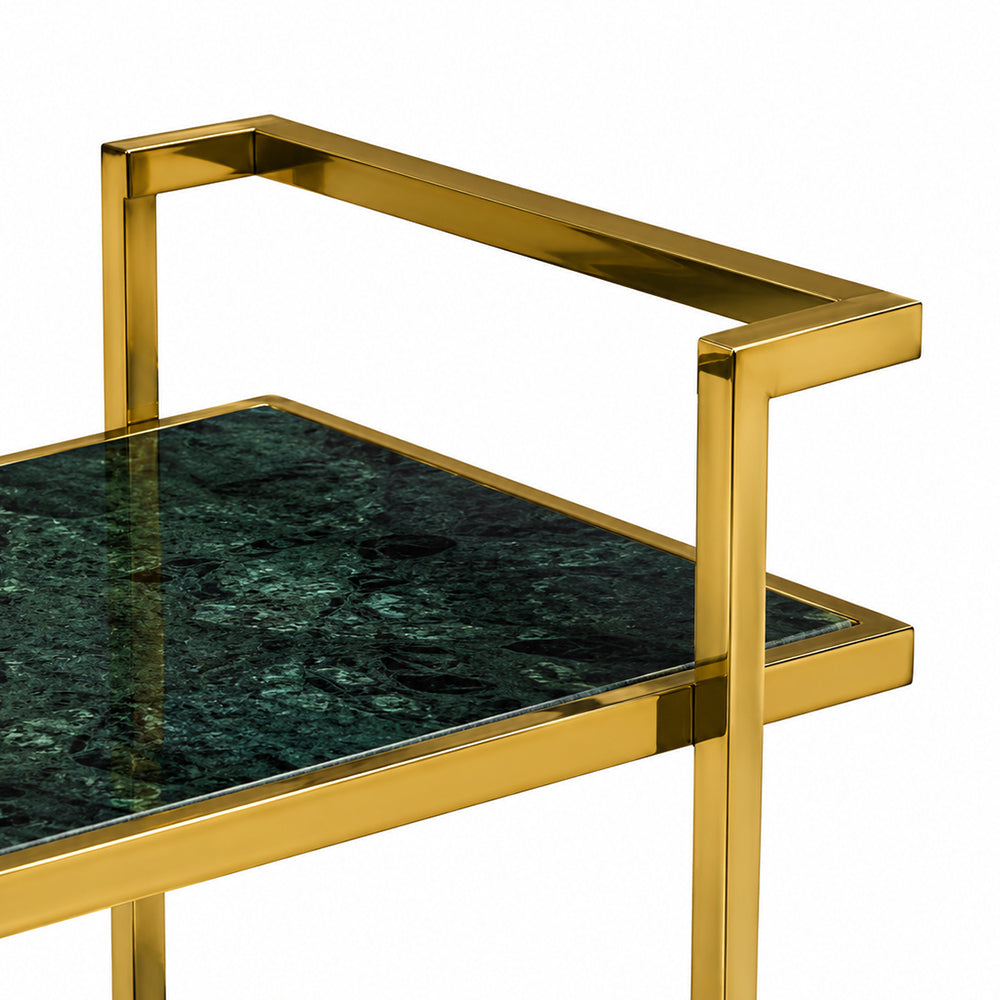 Callum Stainless Steel Aluminium Trolley - Green Marble