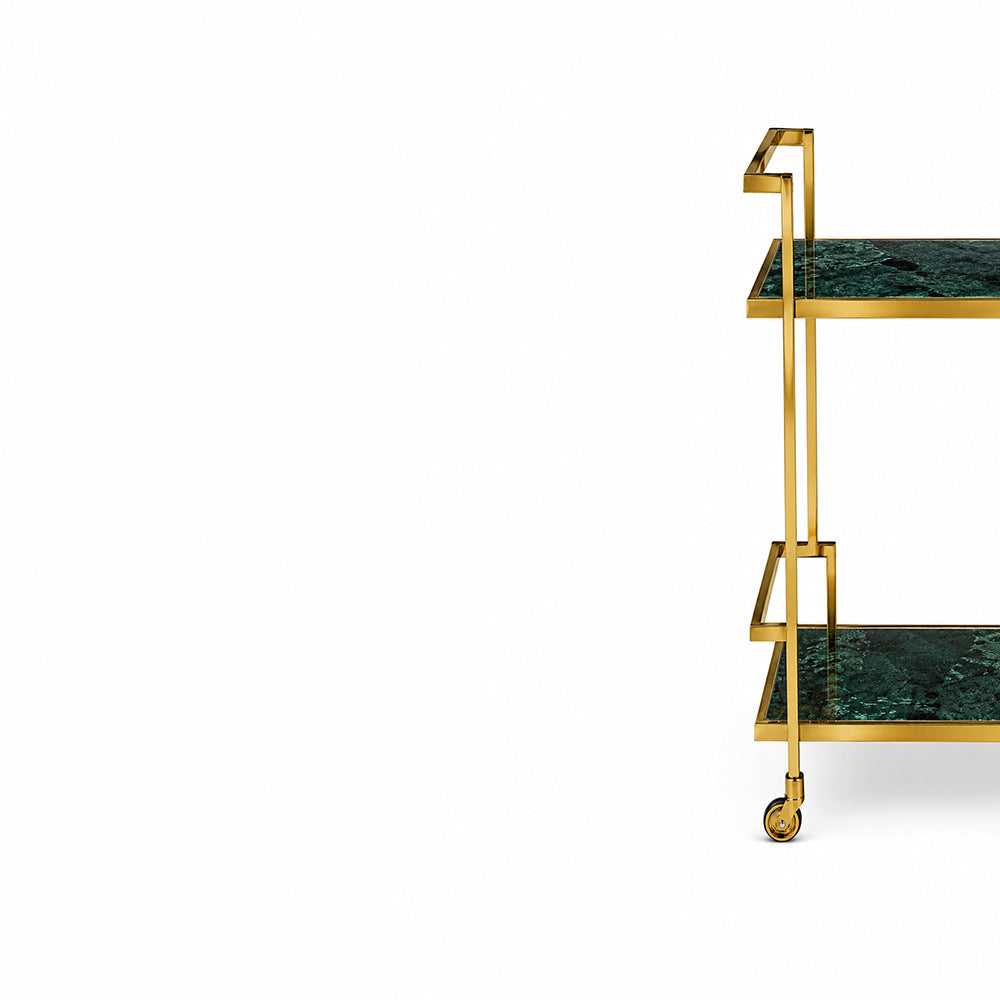 Callum Stainless Steel Aluminium Trolley - Green Marble