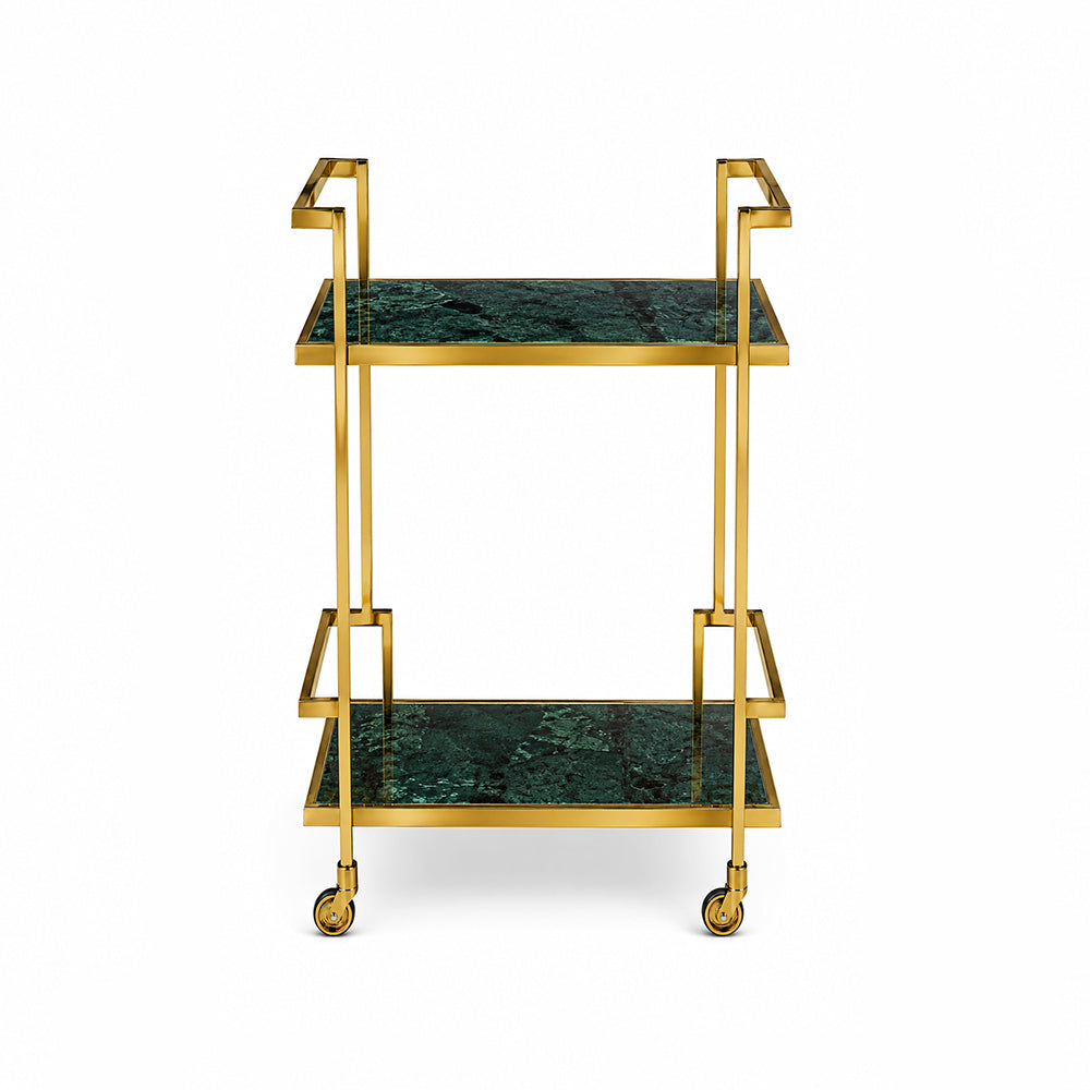 Callum Stainless Steel Aluminium Trolley - Green Marble
