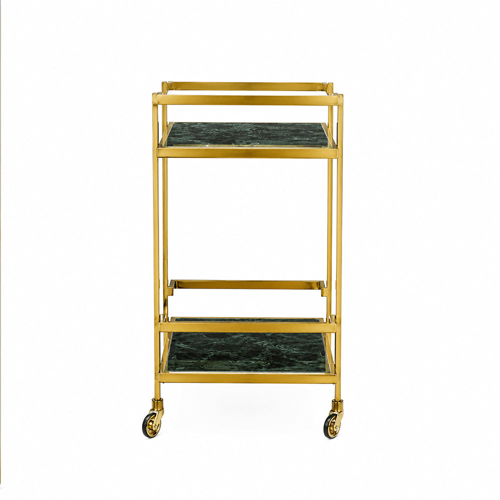Callum Stainless Steel Aluminium Trolley - Green Marble