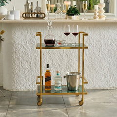 Callum Stainless Steel Aluminium Trolley - Green Marble