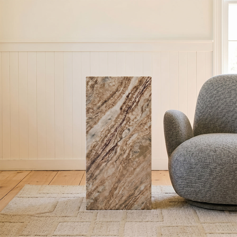 Monolith Sawer Marble Cube Side Table