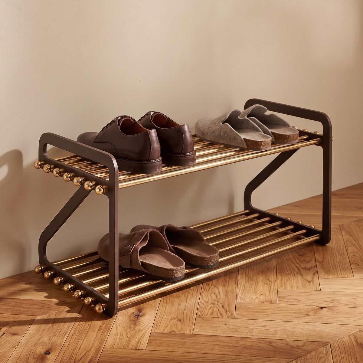 Jaro Mud Grey Metal Shoe Rack