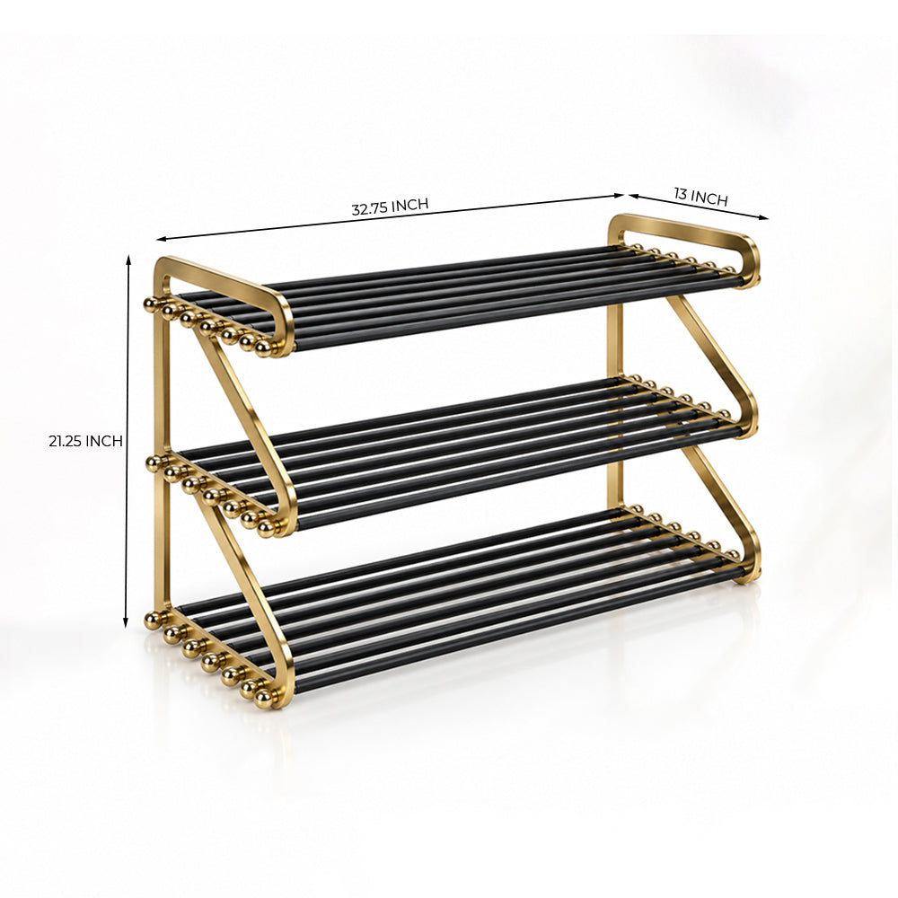 Kael Gold Black Metal Shoe Rack