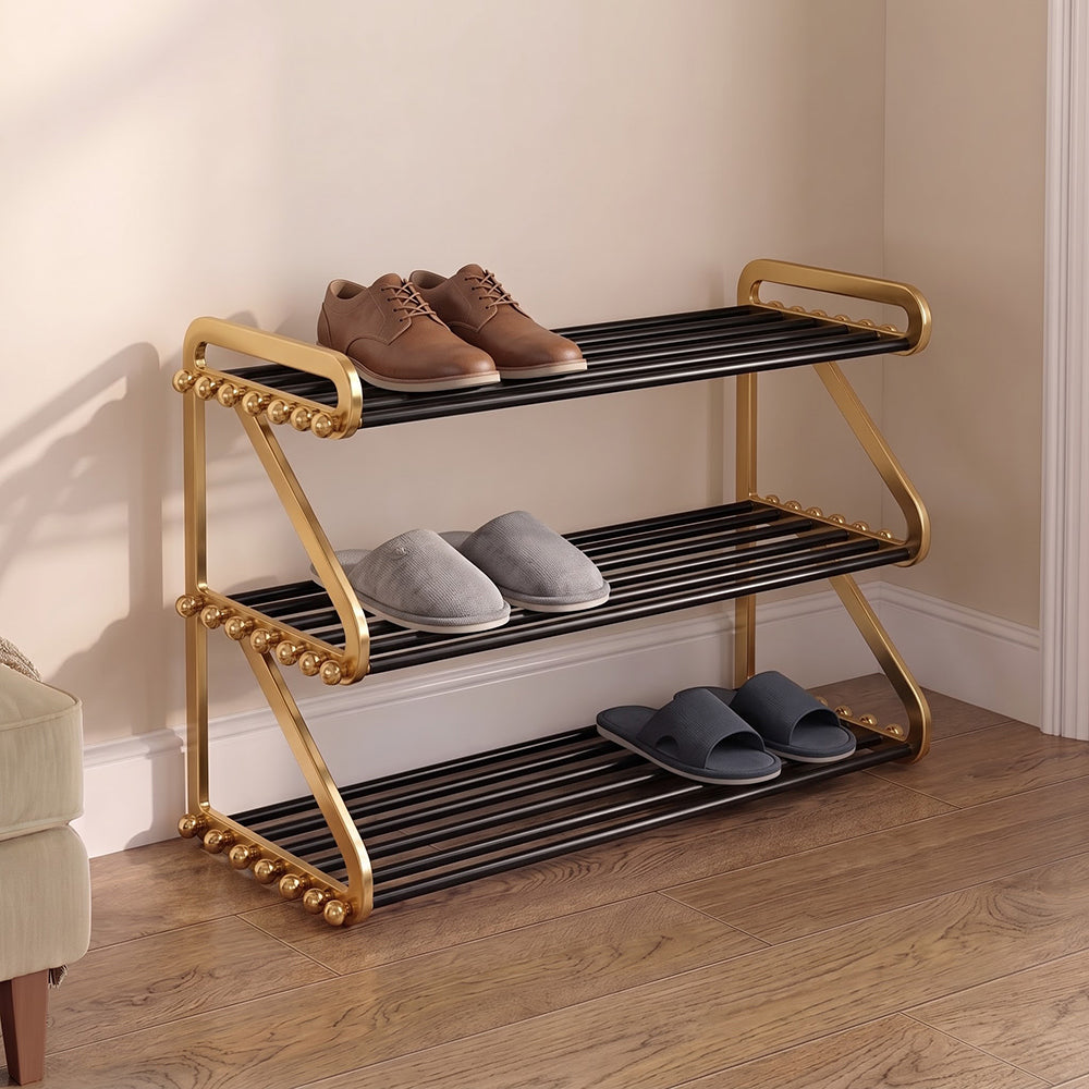 Kael Gold Black Metal Shoe Rack