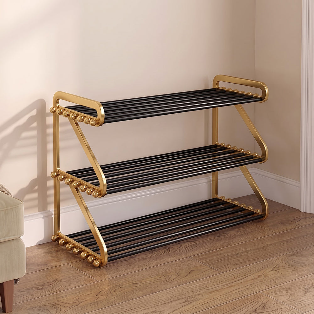 Kael Gold Black Metal Shoe Rack
