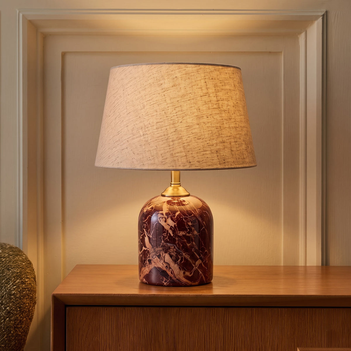 Orin Marble Table Lamp with Off-White Shade