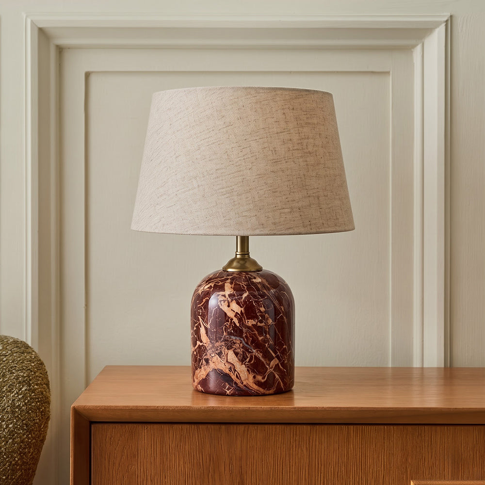 Orin Marble Table Lamp with Off-White Shade