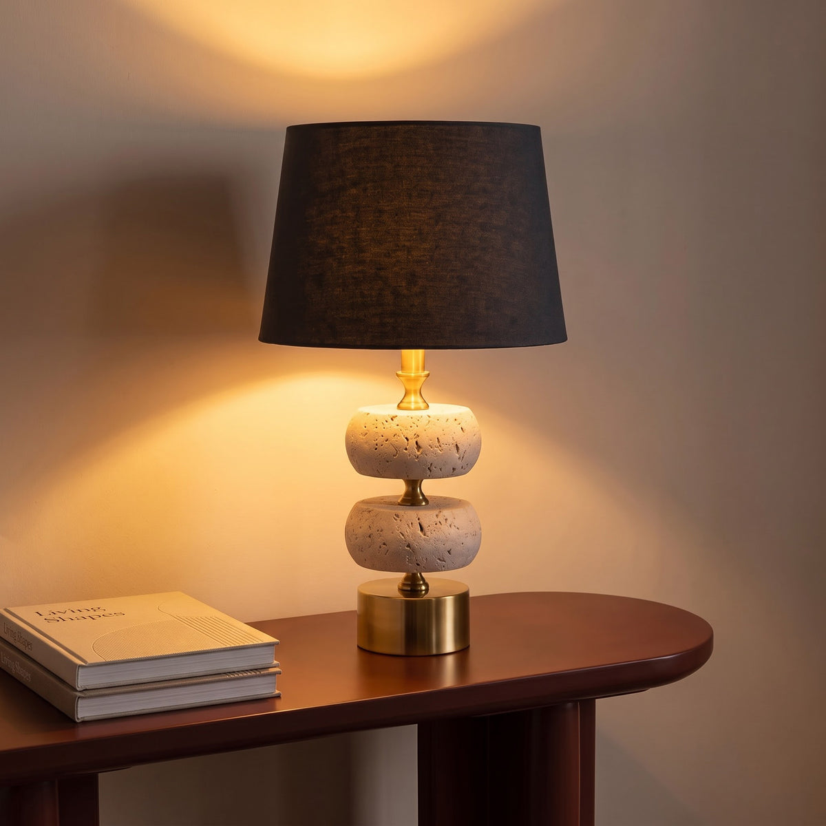 Paco Marble Table Lamp with Black Shade