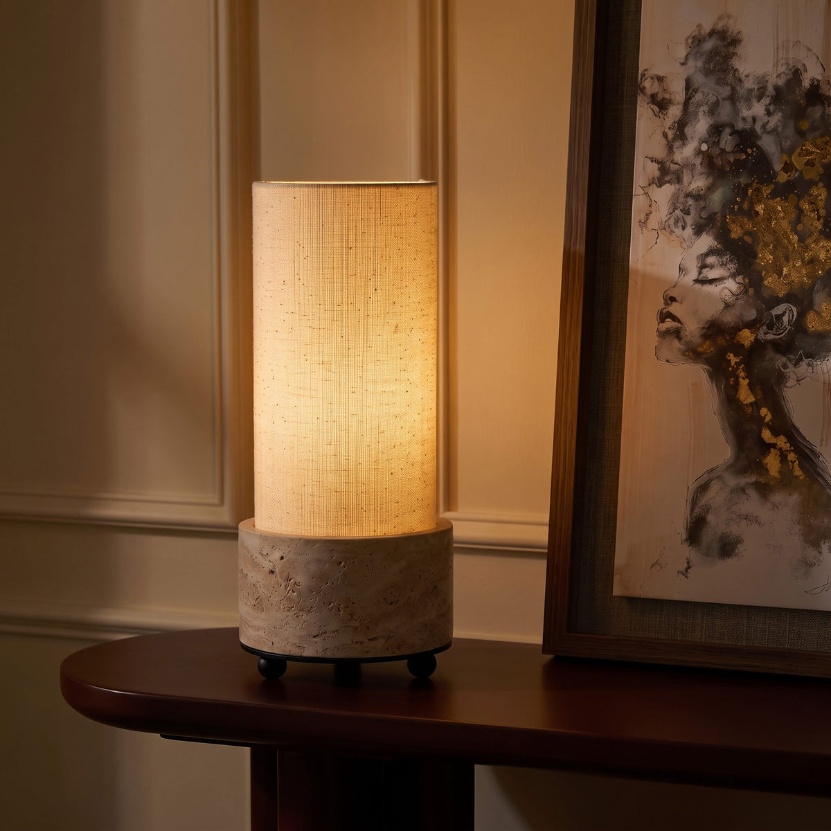 Rhea Marble Table Lamp with Metal
