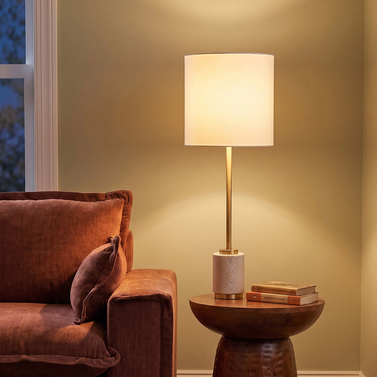Priya Marble Table Lamp with Metal