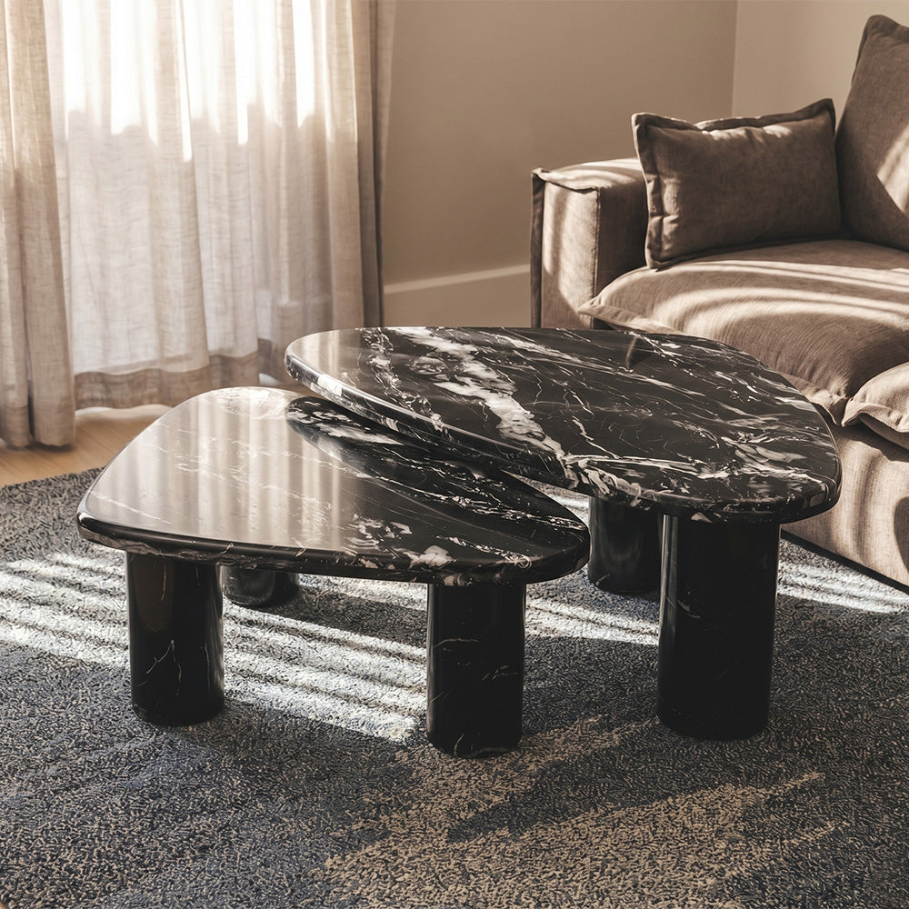 Nyx Black Marble Coffee Table Set of 2