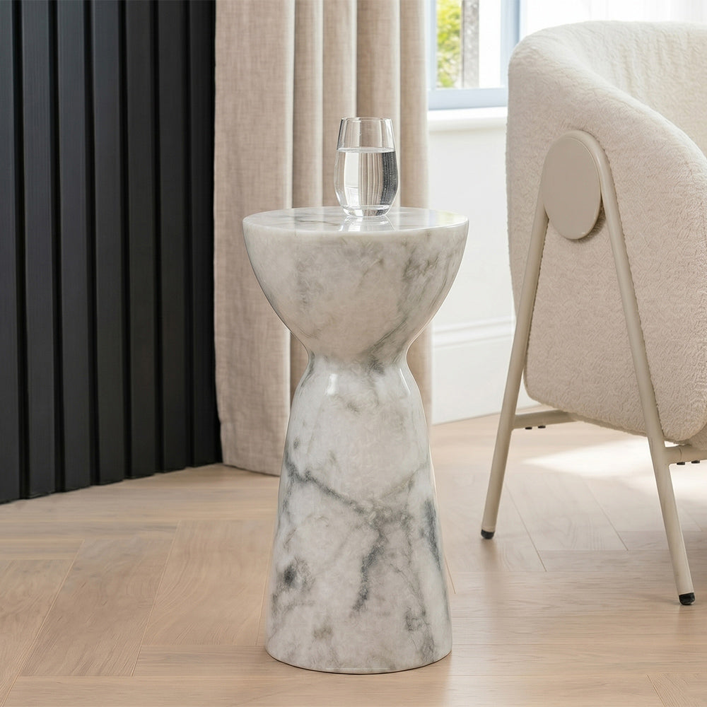 Lucia White Marble Side Table
