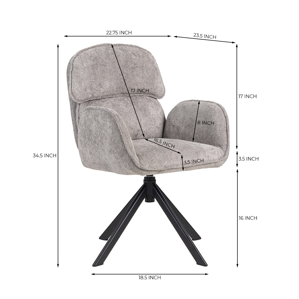 Grady Swivel Fabric Dining Chair with Metal Legs