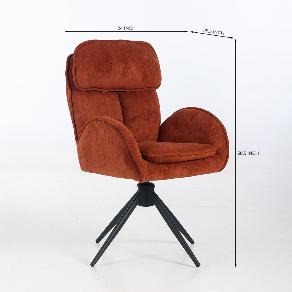 Harlan Swivel Fabric Dining Chair - Terracotta